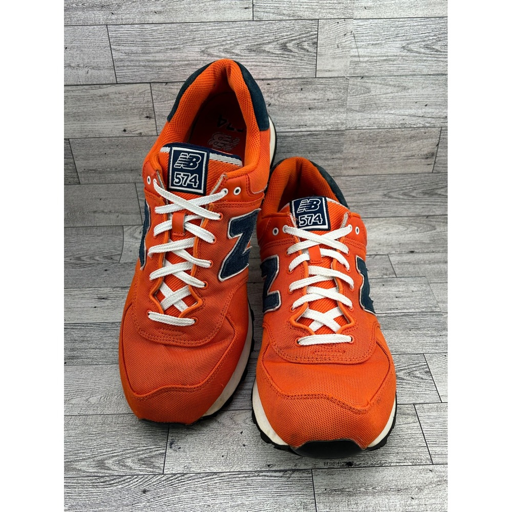 New Balance 574 Men Orange Navy Blue Running Shoes ML574POO Size 14D